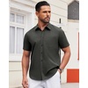 image:imageAlimens amp Gentle Mens Short Sleeve Dress Shirts Wrinkle Free Untucked Casual Button Down ShirtDark Grey