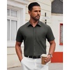 image:imageAlimens amp Gentle Mens Short Sleeve Dress Shirts Wrinkle Free Untucked Casual Button Down ShirtDark Grey