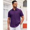 image:imageAlimens amp Gentle Mens Short Sleeve Dress Shirts Wrinkle Free Untucked Casual Button Down ShirtDark Purple