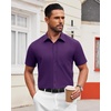 image:imageAlimens amp Gentle Mens Short Sleeve Dress Shirts Wrinkle Free Untucked Casual Button Down ShirtDark Purple
