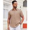 image:imageAlimens amp Gentle Mens Short Sleeve Dress Shirts Wrinkle Free Untucked Casual Button Down ShirtKhaki