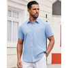 image:imageAlimens amp Gentle Mens Short Sleeve Dress Shirts Wrinkle Free Untucked Casual Button Down ShirtLight Blue