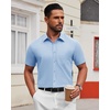image:imageAlimens amp Gentle Mens Short Sleeve Dress Shirts Wrinkle Free Untucked Casual Button Down ShirtLight Blue