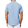 image:imageAlimens amp Gentle Mens Short Sleeve Dress Shirts Wrinkle Free Untucked Casual Button Down ShirtLight Blue