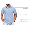 image:imageAlimens amp Gentle Mens Short Sleeve Dress Shirts Wrinkle Free Untucked Casual Button Down ShirtLight Blue
