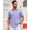 image:imageAlimens amp Gentle Mens Short Sleeve Dress Shirts Wrinkle Free Untucked Casual Button Down ShirtLight Purple