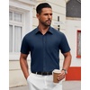 image:imageAlimens amp Gentle Mens Short Sleeve Dress Shirts Wrinkle Free Untucked Casual Button Down ShirtNavy Blue