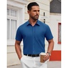 image:imageAlimens amp Gentle Mens Short Sleeve Dress Shirts Wrinkle Free Untucked Casual Button Down ShirtPeacock Blue