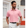 image:imageAlimens amp Gentle Mens Short Sleeve Dress Shirts Wrinkle Free Untucked Casual Button Down ShirtPink