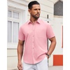 image:imageAlimens amp Gentle Mens Short Sleeve Dress Shirts Wrinkle Free Untucked Casual Button Down ShirtPink