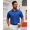 image:imageAlimens amp Gentle Mens Short Sleeve Dress Shirts Wrinkle Free Untucked Casual Button Down ShirtRoyal Blue