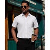image:imageAlimens amp Gentle Mens Short Sleeve Dress Shirts Wrinkle Free Untucked Casual Button Down ShirtWhite