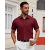 image:imageAlimens amp Gentle Mens Short Sleeve Dress Shirts Wrinkle Free Untucked Casual Button Down ShirtWine Red