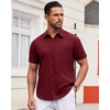 image:imageAlimens amp Gentle Mens Short Sleeve Dress Shirts Wrinkle Free Untucked Casual Button Down ShirtWine Red