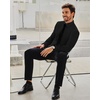 image:imageAlimens amp Gentle Stretch Mens Dress Shirts Slim Fit Long Sleeve Casual Skinny Muscle Fit Wrinkle Free Button Down ShirtBlack