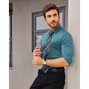 image:imageAlimens amp Gentle Stretch Mens Dress Shirts Slim Fit Long Sleeve Casual Skinny Muscle Fit Wrinkle Free Button Down ShirtBlue Heaven