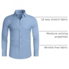 image:imageAlimens amp Gentle Stretch Mens Dress Shirts Slim Fit Long Sleeve Casual Skinny Muscle Fit Wrinkle Free Button Down ShirtCool Blue