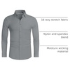 image:imageAlimens amp Gentle Stretch Mens Dress Shirts Slim Fit Long Sleeve Casual Skinny Muscle Fit Wrinkle Free Button Down ShirtGrey