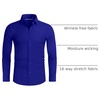 image:imageAlimens amp Gentle Stretch Mens Dress Shirts Slim Fit Long Sleeve Casual Skinny Muscle Fit Wrinkle Free Button Down ShirtKlein Blue