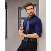 image:imageAlimens amp Gentle Stretch Mens Dress Shirts Slim Fit Long Sleeve Casual Skinny Muscle Fit Wrinkle Free Button Down ShirtNavy Blue