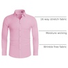 image:imageAlimens amp Gentle Stretch Mens Dress Shirts Slim Fit Long Sleeve Casual Skinny Muscle Fit Wrinkle Free Button Down ShirtPink