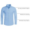 image:imageAlimens amp Gentle Stretch Mens Dress Shirts Slim Fit Long Sleeve Casual Skinny Muscle Fit Wrinkle Free Button Down ShirtSky Blue