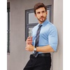 image:imageAlimens amp Gentle Stretch Mens Dress Shirts Slim Fit Long Sleeve Casual Skinny Muscle Fit Wrinkle Free Button Down ShirtSky Blue