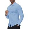 image:imageAlimens amp Gentle Stretch Mens Dress Shirts Slim Fit Long Sleeve Casual Skinny Muscle Fit Wrinkle Free Button Down ShirtSky Blue