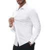 image:imageAlimens amp Gentle Stretch Mens Dress Shirts Slim Fit Long Sleeve Casual Skinny Muscle Fit Wrinkle Free Button Down ShirtWhite