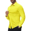 image:imageAlimens amp Gentle Stretch Mens Dress Shirts Slim Fit Long Sleeve Casual Skinny Muscle Fit Wrinkle Free Button Down ShirtYellow