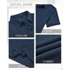 image:imageMens Polo Shirts Short Sleeve Knit Stretch Lightweight Casual Summer Shirt  Breathable Wrinkle Free No Shrinkage No Deformation Knit Pleated Textured Design Regular Fit Vacation Wedding BusinessNavy Blue