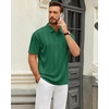 image:imageMens Polo Shirts Short Sleeve Knit Stretch Lightweight Casual Summer Shirt  Breathable Wrinkle Free No Shrinkage No Deformation Knit Pleated Textured Design Regular Fit Vacation Wedding BusinessGreen