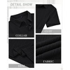 image:imageMens Polo Shirts Short Sleeve Knit Stretch Lightweight Casual Summer Shirt  Breathable Wrinkle Free No Shrinkage No Deformation Knit Pleated Textured Design Regular Fit Vacation Wedding BusinessBlack