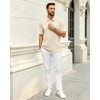 image:imageMens Polo Shirts Short Sleeve Knit Stretch Lightweight Casual Summer Shirt  Breathable Wrinkle Free No Shrinkage No Deformation Knit Pleated Textured Design Regular Fit Vacation Wedding BusinessCream