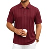 image:imageMens Polo Shirts Short Sleeve Knit Stretch Lightweight Casual Summer Shirt  Breathable Wrinkle Free No Shrinkage No Deformation Knit Pleated Textured Design Regular Fit Vacation Wedding BusinessBurgundy