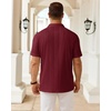 image:imageMens Polo Shirts Short Sleeve Knit Stretch Lightweight Casual Summer Shirt  Breathable Wrinkle Free No Shrinkage No Deformation Knit Pleated Textured Design Regular Fit Vacation Wedding BusinessBurgundy