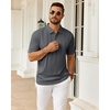 image:imageMens Polo Shirts Short Sleeve Knit Stretch Lightweight Casual Summer Shirt  Breathable Wrinkle Free No Shrinkage No Deformation Knit Pleated Textured Design Regular Fit Vacation Wedding BusinessGrey