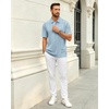 image:imageMens Polo Shirts Short Sleeve Knit Stretch Lightweight Casual Summer Shirt  Breathable Wrinkle Free No Shrinkage No Deformation Knit Pleated Textured Design Regular Fit Vacation Wedding BusinessBlue
