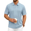 image:imageMens Polo Shirts Short Sleeve Knit Stretch Lightweight Casual Summer Shirt  Breathable Wrinkle Free No Shrinkage No Deformation Knit Pleated Textured Design Regular Fit Vacation Wedding BusinessBlue