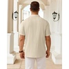 image:imageMens Polo Shirts Short Sleeve Knit Stretch Lightweight Casual Summer Shirt  Breathable Wrinkle Free No Shrinkage No Deformation Knit Pleated Textured Design Regular Fit Vacation Wedding BusinessCream