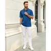 image:imageMens Polo Shirts Short Sleeve Knit Stretch Lightweight Casual Summer Shirt  Breathable Wrinkle Free No Shrinkage No Deformation Knit Pleated Textured Design Regular Fit Vacation Wedding BusinessRoyal Blue