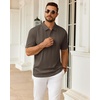 image:imageMens Polo Shirts Short Sleeve Knit Stretch Lightweight Casual Summer Shirt  Breathable Wrinkle Free No Shrinkage No Deformation Knit Pleated Textured Design Regular Fit Vacation Wedding BusinessBrown