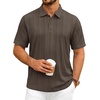 image:imageMens Polo Shirts Short Sleeve Knit Stretch Lightweight Casual Summer Shirt  Breathable Wrinkle Free No Shrinkage No Deformation Knit Pleated Textured Design Regular Fit Vacation Wedding BusinessBrown