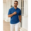 image:imageMens Polo Shirts Short Sleeve Knit Stretch Lightweight Casual Summer Shirt  Breathable Wrinkle Free No Shrinkage No Deformation Knit Pleated Textured Design Regular Fit Vacation Wedding BusinessRoyal Blue