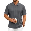 image:imageMens Polo Shirts Short Sleeve Knit Stretch Lightweight Casual Summer Shirt  Breathable Wrinkle Free No Shrinkage No Deformation Knit Pleated Textured Design Regular Fit Vacation Wedding BusinessGrey