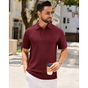 image:imageMens Polo Shirts Short Sleeve Textured Knit Casual Stretchy Golf Shirts  Casual Summer Beach Vacation Work Office Lightweight Breathable Stretchy Soft To Easy Care Spread Collar Regular FitBurgundy