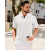 image:imageMens Polo Shirts Short Sleeve Textured Knit Casual Stretchy Golf Shirts  Casual Summer Beach Vacation Work Office Lightweight Breathable Stretchy Soft To Easy Care Spread Collar Regular FitWhite