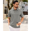 image:imageMens Polo Shirts Short Sleeve Textured Knit Casual Stretchy Golf Shirts  Casual Summer Beach Vacation Work Office Lightweight Breathable Stretchy Soft To Easy Care Spread Collar Regular FitGrey