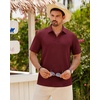 image:imageMens Polo Shirts Short Sleeve Textured Knit Casual Stretchy Golf Shirts  Casual Summer Beach Vacation Work Office Lightweight Breathable Stretchy Soft To Easy Care Spread Collar Regular FitBurgundy