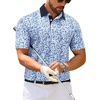 image:imageMens Polo Shirts Stretch Dry Fit Printed Golf Shirt Summer Party Beach Tops  Patterned Flex Upf Lightweight Casual Business Tennis Sport Holiday Dating Gift Daily Life Prom HolidayHawaiianBlue White Mosaic